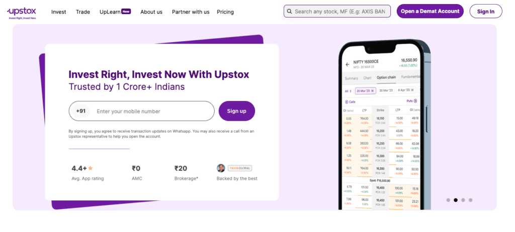 upstox official website